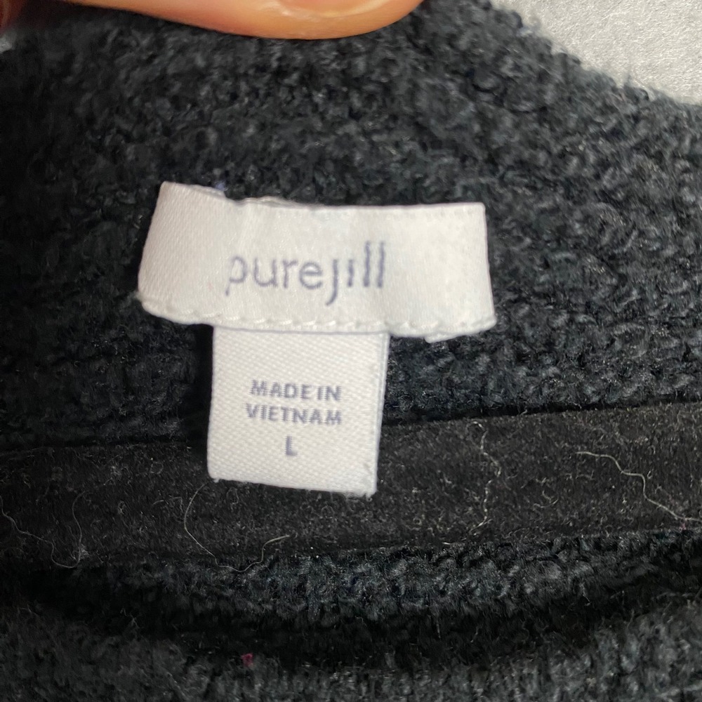 J.Jill Pure Jill Whipstitch Ribbed Pullover Sweater Womens Large Black - Picture 3 of 7